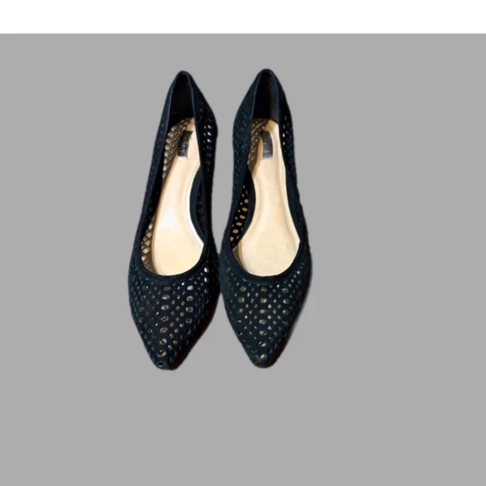 SCHUTZ Black Perforated Pointed-Toe Flats